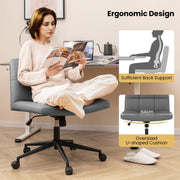 Criss Cross Chair PU Leather Upholstered Cross-legged Chair-Grey
