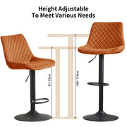4PCS Swivel Bar Stools Velvet/Faux Suede Breakfast Adjustable Height Bar Chair