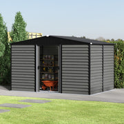 12x8ft Garden Shed Storage House with Double Sliding Door Outdoor Utility Tools