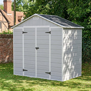 8 X 4FT Plastic Garden with Double Doors Lockable Outdoor Storage Shed W/ Window