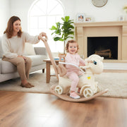5 in 1 Baby Rocking Horse Ages For 1-6 with Push Handle,Backrest & Balance Aknzv