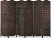 DARK BROWN ROOM DIVIDER 6 PANEL SOLID WEAVE WICKER FOLDING PRIVACY SCREEN PANEL
