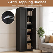 Tall Kitchen Larder Cupboard Storage Pantry Black Freestanding Utility Cabinet