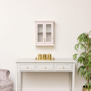 Pink Reeded Glass Wall Cabinet storage shelving shelves bathroom kitchen hallway