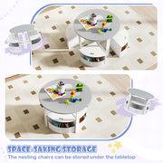 Kids Activity Table and Chair Set with 4 Fabric Drawers-Grey