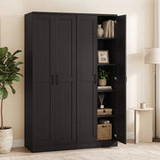 Tall Kitchen Larder Cupboard Storage Pantry Black Freestanding Utility Cabinet