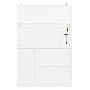 LED Kitchen Cupboard Tall Kitchen Cabinet w/ Glass Doors, Pantry Cupboard White