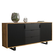 Sideboard TV Unit Cabinet Storage Modern Slatted Doors Drawers Sleek 140cm