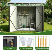 Garden Shed Pent Roof 4X8FT Metal Free Foundation Base Storage House Grey