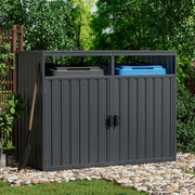 Triple Double Wheelie Bin Storage Wooden Store Cover Garden Rubbish Dustbin Shed