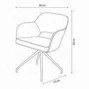 Akante Chicago Grey Swivel Dining Chairs Fabric PU Set of 2 Kitchen 83cm H