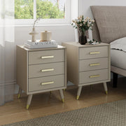 Pair of 3 Drawer Bedside Table - Oslo Taupe Range