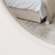 Large White Washed Wooden Round Wall Mirror - 80cm x 80cm