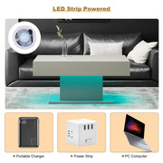 High Gloss LED Coffee Table Cocktail Center Table Modern Living Room Rectangle