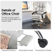 Office Desk Chair Ergonomic Padded Reclining Chair w/ Footrest-White