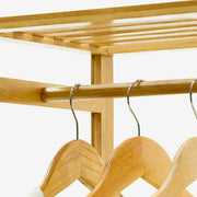 Heavy Duty Wooden Clothes Rail Rack Garment Hanging Stand Corner Open Wardrobe