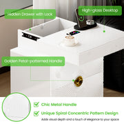 LED Bedside Table with Hidden Drawer , Smart End Table with Charging Station