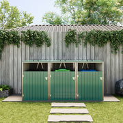 Triple Wheelie Bin Storage Metal Store Cover Garden Rubbish Dustbin 3 Shed House