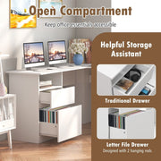 L Shaped Computer Desk 150cm Corner Study Writing Desk with Drawer