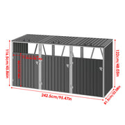 Triple Wheelie Bin Storage Metal Store Cover Garden Rubbish Dustbin 3 Shed Cabin