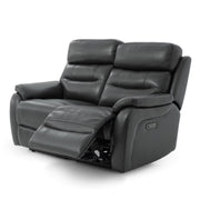 Fletcher Dark Grey Leather Power Reclining 2 Seater Sofa Power Headrest USB