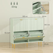 Slim Shoe Storage Cabinet with 4 Flip Drawers for Hallway, Light Green