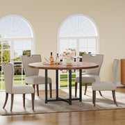 Modern Round Dining Table for 4-6, 120cm Circle Kitchen Table, Wood Dinner Table