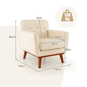 Modern Accent Chair Upholstered Linen Fabric Armchair