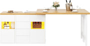 Bar Table !SALE! Extendable 360 Rotating Kitchen Island Storage White