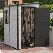 5X4FT Plastic Garden Shed Outdoor Tool Storage Sheds Lockable House with Window