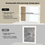 White Dressing Table Wood Makeup Desk with Hollywood LED Mirror 7 Drawer Bedroom