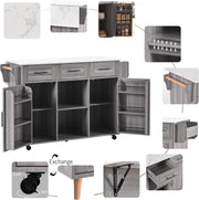 Kitchen Island Cart !SALE! Rolling Storage Cabinet Drop Leaf Trolley Grey