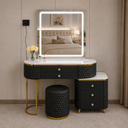 Dressing Table Set with LED Mirror Storage Cabinet Makeup Vanity Cushioned Stool