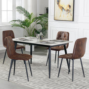 4X Dining Chairs Set Faux Suede Leather Padded Seat Metal Leg Kitchen