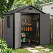 8x4FT Garden Shed Plastic Tool Bike Storage House with Lockable Doors & Floor UK