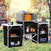 Outdoor Camping Kitchen Cupboard Cook Table Folding Storage Unit Shelf w Handbag