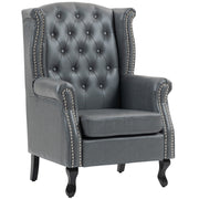 Chesterfield-style Wing Back Armchair Tufted Accent Chair Grey