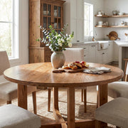 39.4'' Round Solid Wood Dining Table Modern Kitchen Dinner Table for 2-4 People