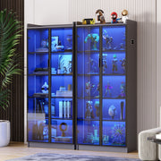 Display Cabinet with 3 Color LED Lights & Adjustable Shelves for Collectibles