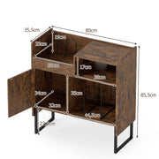 Large Turntable Cabinet Record Player Stand with Power Outlets Vinyl Holder