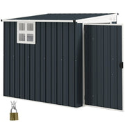 4 x 6ft Lean to Garden Storage Shed with Window, Dark Grey