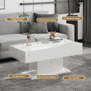 High Gloss LED Coffee Table Cocktail Center Table Modern Living Room Rectangle