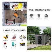 Metal Garden Shed 8 X 6, 8 X 8, 8 X 10 ft Storage Shed House with Extended Roof