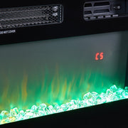 TV Stand Cabinet High Gloss White Electric Fireplace Unit W/ LED 12 Colour Flame