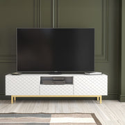TV Unit TV Stand Sideboard Cabinet Cupboard White Gold Carved Doors 180cm