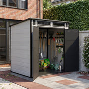 Plastic Garden Shed 6 x 4 Outdoor Tools Storage House with Floor, Double Window