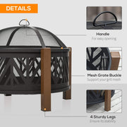 2-in-1 Outdoor Fire Pit Bowl with BBQ Grill Grate 30