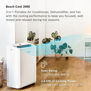 Bosch Cool 2000 9000 BTU Portable Air Conditioner Remote 3-in-1 ❄️ - Brand New