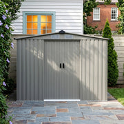 8x8FT Galvanized Garden Shed Storage with Foundation Kit & Vents Glitter Effect