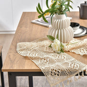 3 PCS Natural Table Set Dining Table & 2 Benches Kitchen Space-Saving Furniture